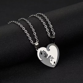 BFF Necklace for 2/3 Girls Best Friend Necklace Matching Heart Couple Necklaces Half Heart Pendant Necklace Crystal Hexagonal Shape Necklace Friendship Necklaces for Women Men
