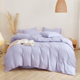 Nayoroom Bed Linen 135 x 200 cm Lilac Purple Stockholm Style Cuddly Flannelette Duvet Cover Set 2-Piece Purple Aesthetic Girls Renforce Microfibre Duvet Cover with Zip and Pillowcase 80 x 80 cm