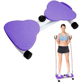 AMLANG Waist Twister Machine with Resistance Band - ABS Core Waist Exercise Home Training Equipment Fitness Board - Color: Purple