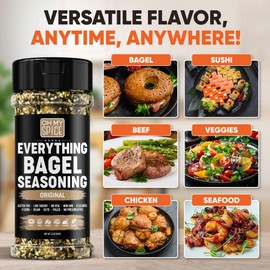 Everything Bagel Seasoning Blend - Gluten Free & Low Sodium Avocado Toast Seasoning. Vegetable Seasonings with Spices & Toasted Sesame Seeds. Egg, Meat & Salmon Keto Seasonings. Salad Toppings. 5.2oz