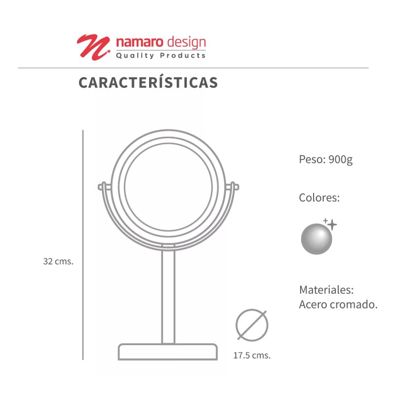 Namaro Design Espejo De Vanidad Con Luz Y Aumento Namaro