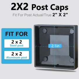 2x2 Aluminum Pyramid Caps - Fits 2" x 2" Metal Posts, Black Matte Covers for Fence, Deck Railing, and Mailbox (6 Pack)