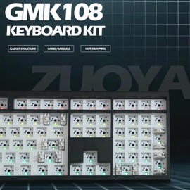 BOYI GMK108 Barebones Keyboard Kit,VIA/GMK Programable Gasket Mounted BT5.0/2.4GHz/Type-C Wired 100% Full Size Custom PCB DIY Hot-Swap Mechanical Keyboard Kit (White)