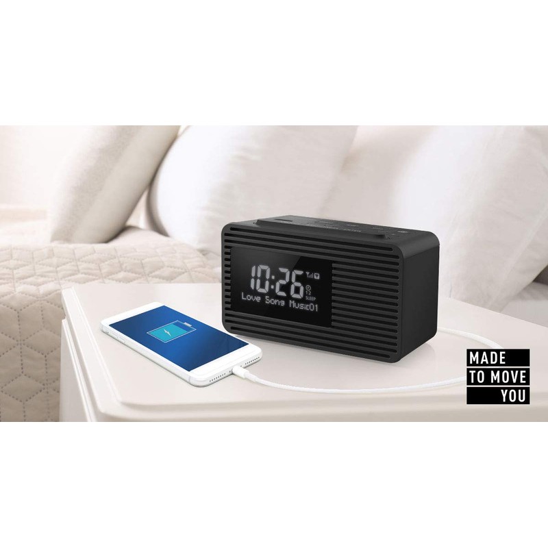 Panasonic RC-D8EB-K Multi-Purpose Radio with DAB+ and USB smartphone charging,Black