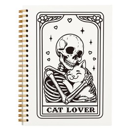FLVGE Cat Lover Notebook Journal, Funny Cute Cat Spiral Notebook, Gifts for Cat Lovers Cat Mom Cat Owners, Gothic Cat Themed Hardcover Spiral Notebook 5.5x8.3