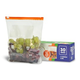 30pcs /Pack Slider Ziplock Bags – Reusable Freezer Storage Bags for Food, Sandwich, Meal Prep – Leakproof, BPA-Free, Resealable (Medium size, half Gallon). All Purpose plastic bags, zipper bag