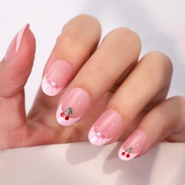 MOYOU LONDON Gel Press On Nails - Elegant Short Oval Shape, Long-lasting & Comfortable Soft Fake Nails with Glue, Reusable Semi-Transparent Stick On Nails for Women, 32 Pcs in 16 Sizes