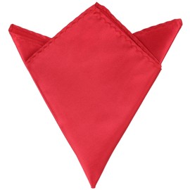 Elerevyo Men's Folding Handkerchief Silk Shiny Solid Pocket Square, red