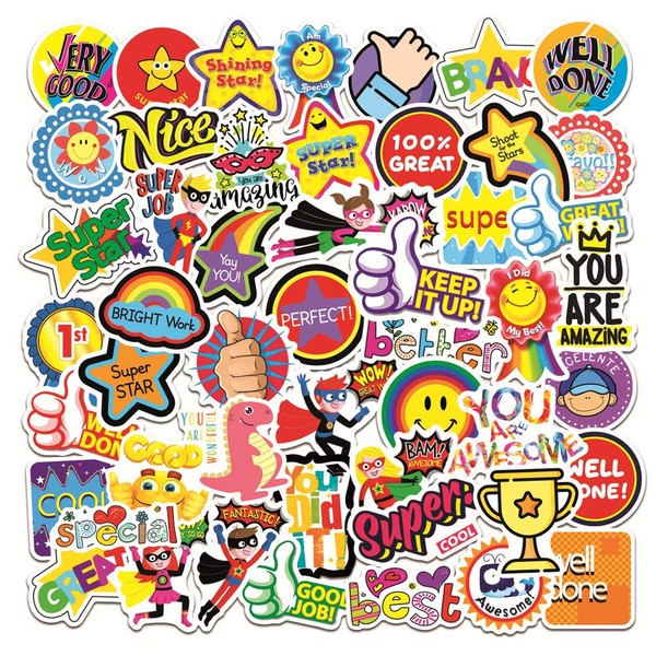 50Pcs School Reward Theme Waterproof Vinyl Stickers - Suitable for