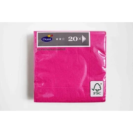 Duni Cocktail Napkins 3-Ply Tissue Plain Fuchsia 24 x 24 cm Pack of 20