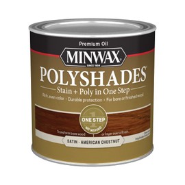 Minwax PolyShades Wood Stain + Polyurethane Finish – ½ Pint, American Chestnut, Satin
