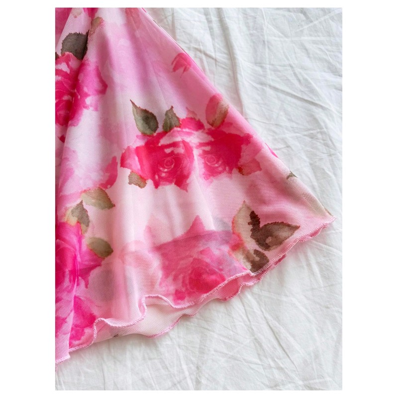 WDIRARA Women's Floral Print Ruched Cami Dress Spaghetti Strap Ruffle