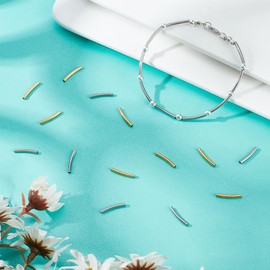 UNICRAFTALE 40 Pieces 2 Colours 304 Stainless Steel Tube Beads Curved Tube Spacer Beads 15 mm Gold Spacer Beads Metal Beads Spacer Beads for DIY Bracelet Anklet Necklace Jewellery Making