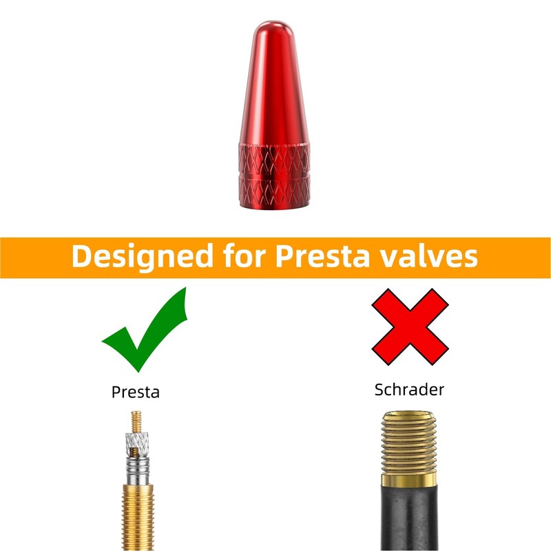 HZJD Bike Presta Valve Caps, red(2 Pack)