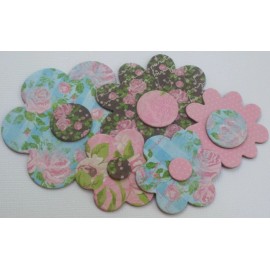 Unbranded (12) SHABBY FLORALS - Flower Chipboard Embellishments Die Cut