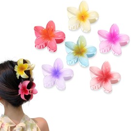 6 Stück Haarklammer mit Blumen-Motiv für Frauen, Rutschfeste Acryl Niedliche Blumen Haarspangen, Hawaiianische Plumeria Haarspange, Geschenke für Frauen, Teenager, Mädchen