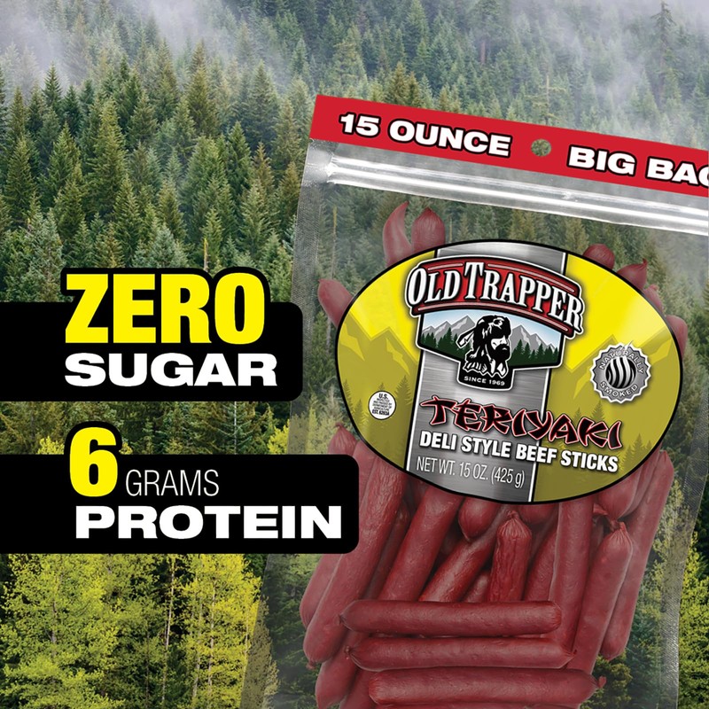 Old Trapper Deli-Style Beef Sticks, Teriyaki Flavor, 15-Ounce Package, Great