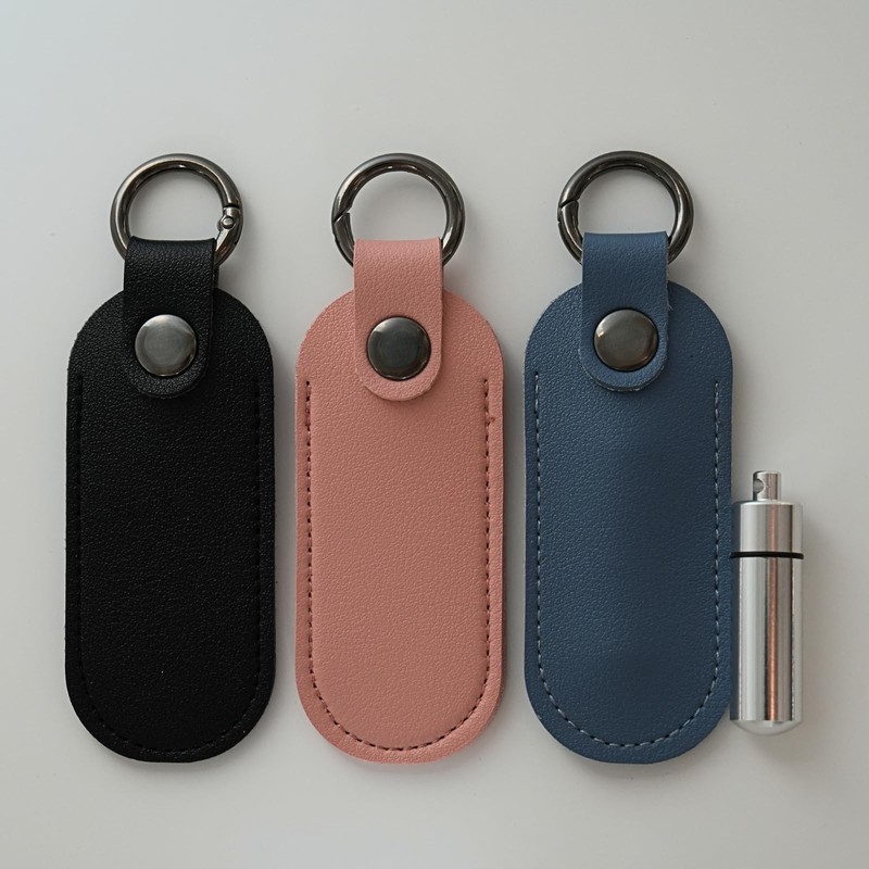 FUWAMORI Cremation Capsule Leather Cover Ashes Pendant Protective Case Key