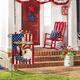 AVOIN colorlife AVOIN colorlife Patriotic Stars and Stripes Eagle Wreath Garden Flag 12x18 Inch Double Sided Outside, USA 4th of July Memorial Day Independence Day Watercolor Yard Outdoor Decoration