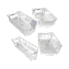 Ceybo Original Set of 4 Durable Refrigerator Food Storage Organizer Bins Variety Pack for Fridge, Freezer, Kitchen Cabinet and Pantry, Dishwasher Safe