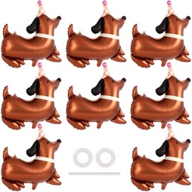 8 Pcs Dog Birthday Balloons, Puppy Dogs Foil Balloons Dachshund Mylar Balloons for Pets Dogs Animal Themed Birthday Baby Shower Party Decoration (Dachshund Dog)