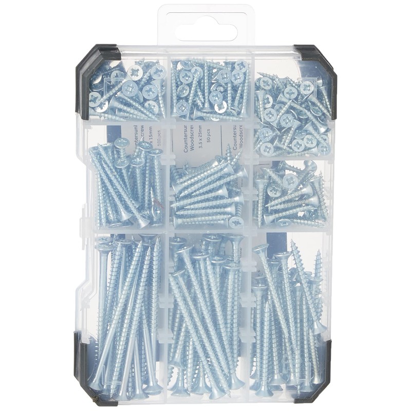 TIMCO Countersunk Silver Woodscrews Mixed Tray - 340pcs