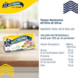 Nostromo - Tonno all'olio di oliva, 2 lattine da 160gr. Fonte di proteine, senza conservanti