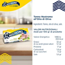 Nostromo - Tonno all'olio di oliva, 2 lattine da 160gr. Fonte di proteine, senza conservanti