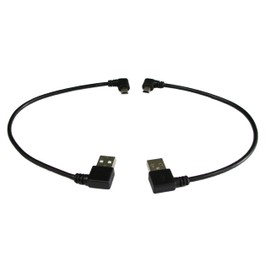 CERRXIAN 9Inch Mini USB Cable Combo Mini USB Right Angle & Left Angle Male to USB Type A 2.0 Right Angle Male Data Sync and Charge Cable (Black)(2-Pack) R