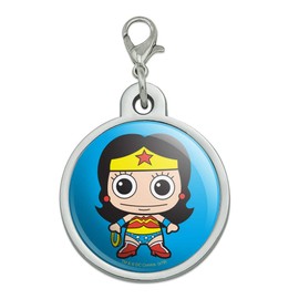 GRAPHICS & MORE Wonder Woman Cute Chibi Chrome Plated Metal Pet Dog Cat ID Tag