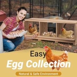 Neoaider Neoaider Nesting Boxes for Chickens 3 Compartment, Wall-Mounted Wooden Chicken Nesting Box, Ensuring Comfortable Egg Laying, Preventing Egg Falls, Perfect for Backyard and Poultry Farms