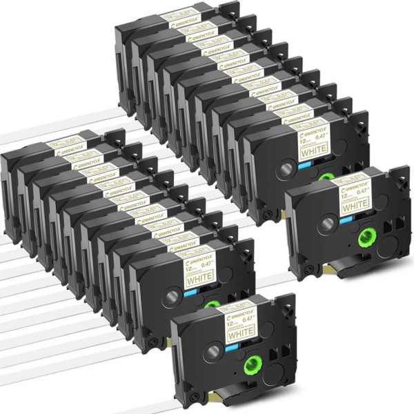GREENCYCLE 20PCS Compatible Label Maker Tape 12mm for Brother P-Touch