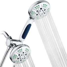 HOTEL SPA - Shower Heads with Handheld Spray-High Pressure Shower Head - 4.3 Inch Showerhead, 4.3 Inch Handheld Shower Head - 3-in-1, 48-Setting Shower Heads 5 Foot Shower Hose (Chrome)