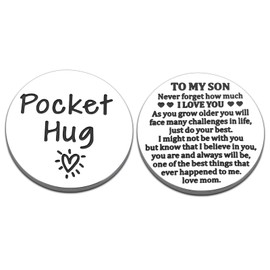 Inspirational Keychian Gifts for Sons Back to School Supplies for Son Military Gift for Men Pocket Hug Token for Son Miss You Gift Isolation Present for Boy Girl Teen from Mom Stocking Stuffers