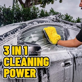 Chemical Guys Manopla de Lavado de Microfibra Premium de Tres direcciones, Ideal para Coches, Camiones, todoterrenos, vehculos recreativos y ms, Amarillo