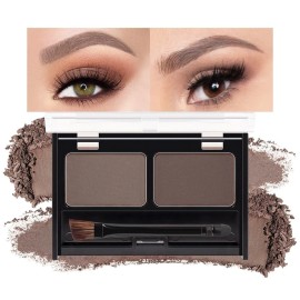WanTuoluo Light Dark Brown Eye Brow Powder Kit for Women, Medium Coffee Eyebrow Powder