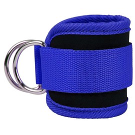 Ankle Strap Ankle Resistance Band Wrist Cuff Padded Strap Adjustable Fitness Glute Kickback D-Ring for Cable Machine Gym Foot Leg Training Brace Support 1 Pack (blue)