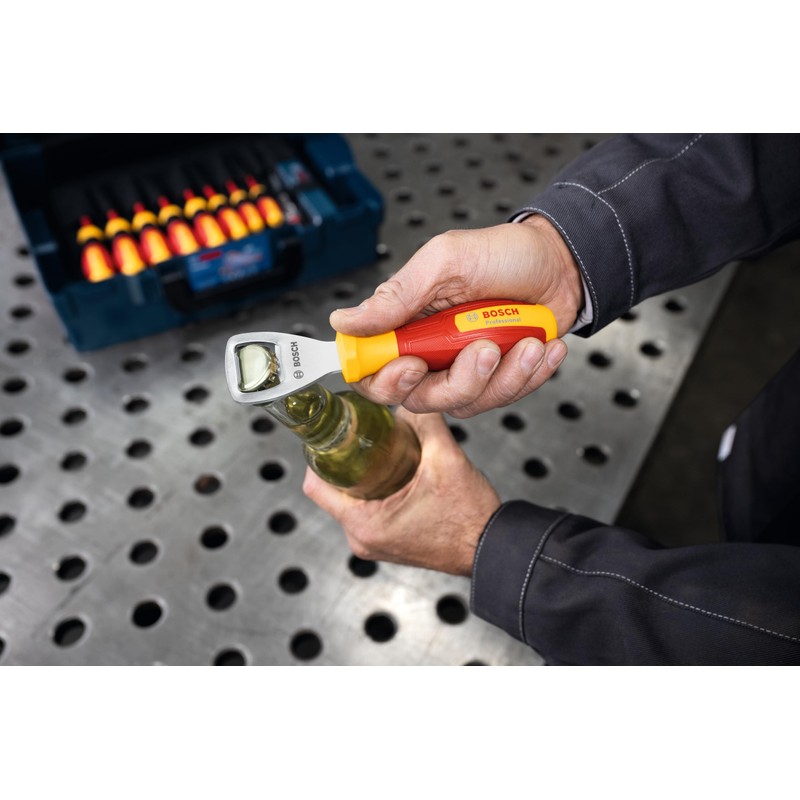 Bosch Professional Bottle Opener (3.0mm Thick Stainless Steel Rim, Red/Yellow)