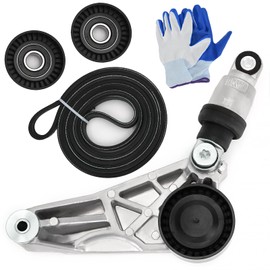 4627038AA Drive Belt Kit with Belt Tensioner & Idler Pulleys Compatible with Jeep Wrangler JK Unlimited 3.6L 2012 2013 2014 2015 2016 2017 2018 4627038AAKIT