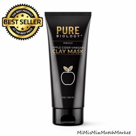 Pure Biology Bentonite Clay Face Mask Apple Cider Vinegar Charcoal Retinol LOT 2 Pure Biology