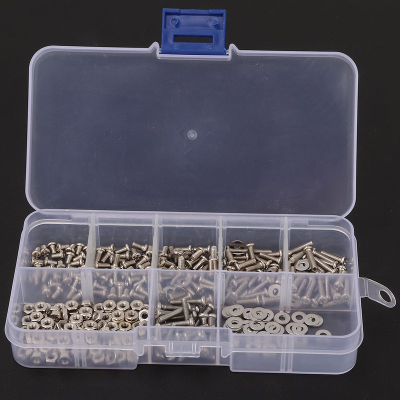 360pcs M2.5 Cross Stainless Steel Screw Bolt Nut Washer Assortment