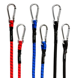 PRETEX 6 Expanders with Carabiner Hooks, 3 Different Lengths and Colours, Heavy Duty Tension Rubber, Tension Straps with Strong Rubber Coating