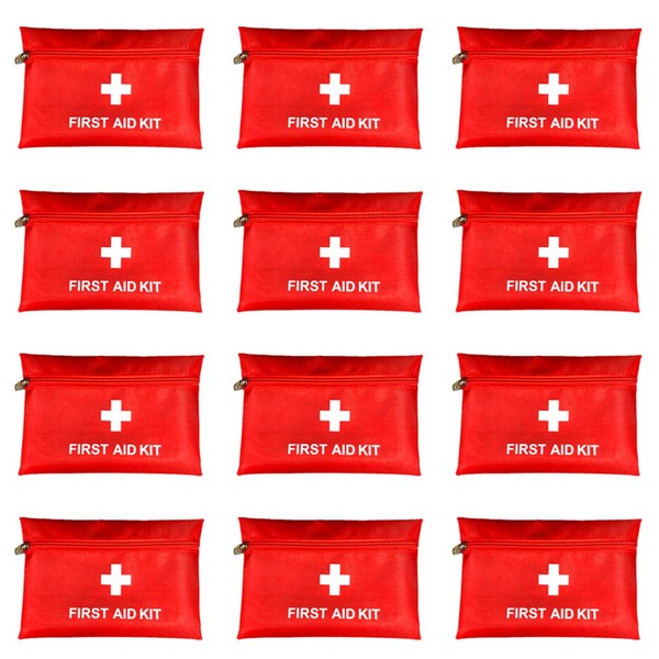 Red First Aid Bag Empty First Aid Kit Empty Waterproof First Aid Pouch Small Mini for First Aid Kits Pack Emergency Hiking Backpacking Camping Travel Car Cycling (Red, 7.9x5.5" 12 Pack)