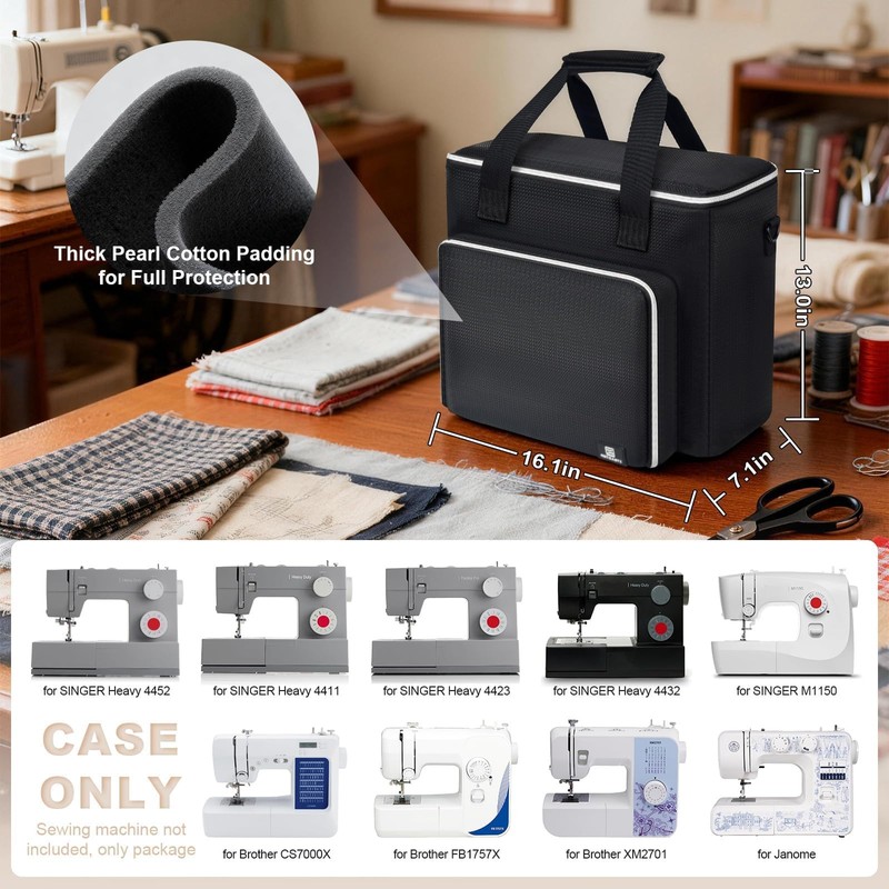 Steadtep 2-in-1 Sewing Machine Carrying Case with Removable Top Cover