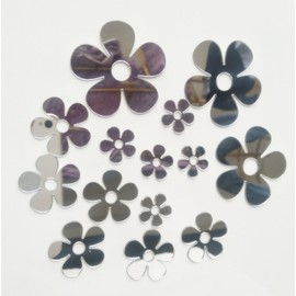 Set of 50pcs Little Flowers Mirror Sticker ,Different Sizes Flower Mirror Decal For Kids Nursery Home Deco ,DIY Craft& Scrapbooking Accessory Mirror Pieces Stickers