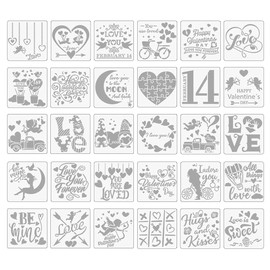 ONEBO 30 Pieces Valentine Drawing Painting Templates,Love Heart Stencils,Valentine's Day DIY Painting Template,for Valentines Painting,DIY Craft Decoration Supplies