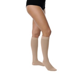 Juzo Basic 30-40 mmHg Compression Stockings, Knee High, Closed Toe | Compression Socks for Women/ Men for Severe Varicosities & Edema, Orthostatic Hypotension, Post-Op | Beige, Medium Short