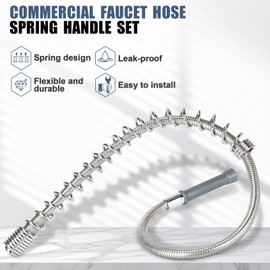 38" Commercial Sink Sprayer Hose, 38 Inch Pre Rinse Hose with Stainless Steel Spring & Heat Resistant Handle, Sink Hose Spring Replacement for Commercial Restaurant Industrial Kitchen Sink Faucet