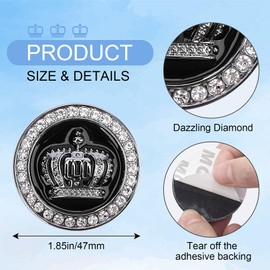 OIIKI 2PCS 3D Crown Car Emblem Badge Decal, Rhinestones Metal Crown Emblems Badges Bumper Stickers, Men Women Automotive Exterior Accessories for Auto SUV Truck Motorcycle (Black&Silver)
