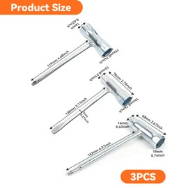 yolzhxe 3 Stück Zündkerzenschlüssel, Universal 13 x 19 mm, 16 x 19 mm T-Griff Kombischlüssel, Motorsägenschlüssel Zündkerzenschlüssel, für Motorsägenmäher Zündkerzen Entferner
